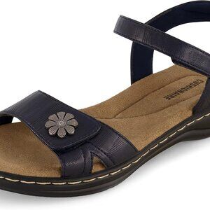 Women's Comfort Sandal Faux Leather Wide Width Slip On Foam Arch Support